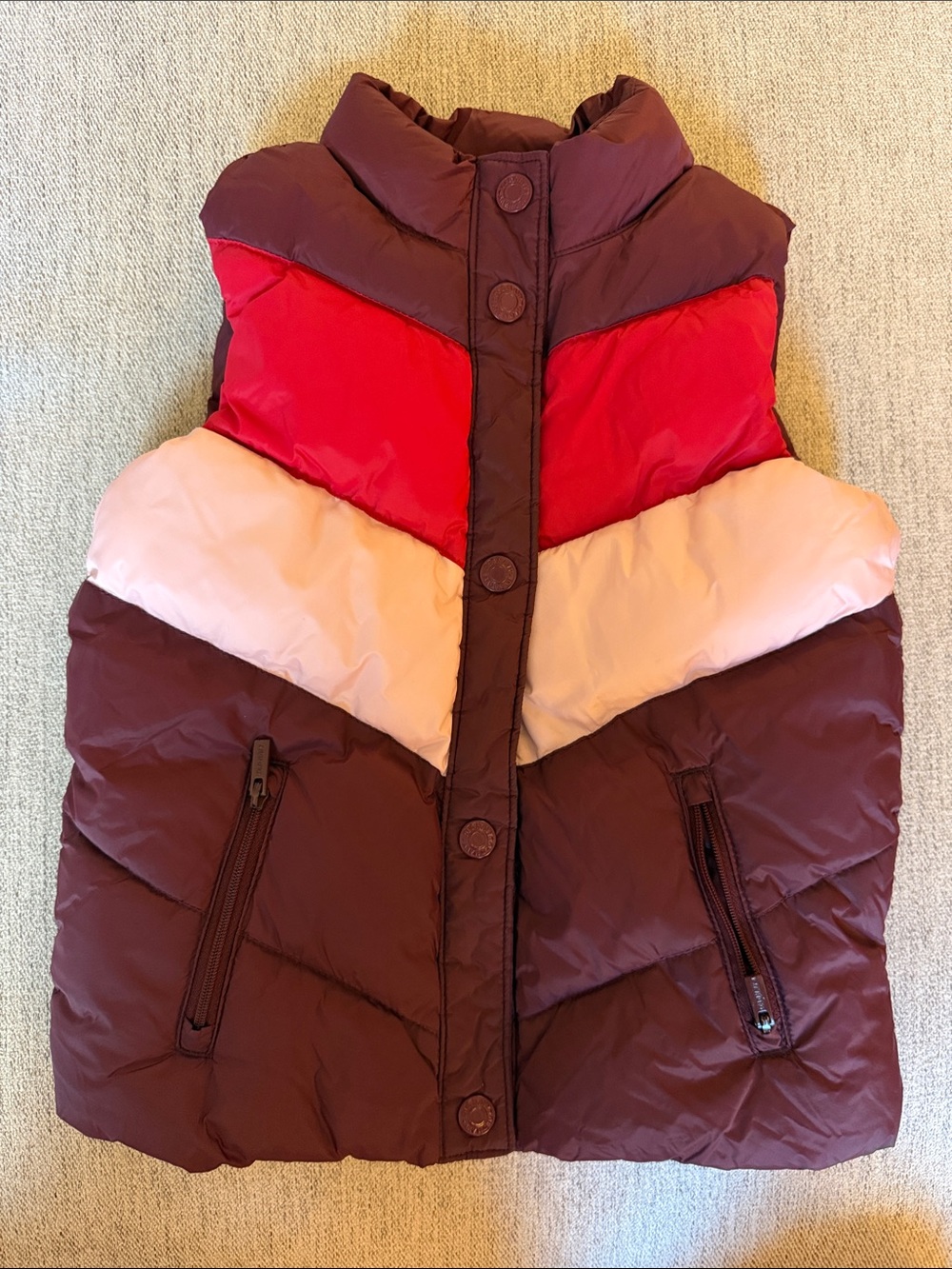 Old Navy Burgundy Quilted Jacket with White Label